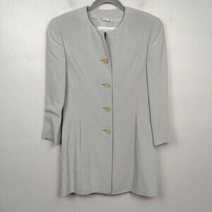 MaxMara Long Jacket Womens 6 Dove Gray‎ Button Up Viscose Blend Preppy Capsule